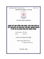 NHẬN xét đặc điểm lâm SÀNG, cận lâm SÀNG và kết QUẢ điều TRỊ VIÊM nội tâm mạc NHIỄM KHUẨN ở TRẺ EM tại BỆNH VIỆN NHI TRUNG ƯƠNG 
