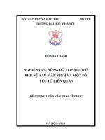 NGHIêN cứu NỒNG độ VITAMIN d ở PHỤ nữ SAU mãn KINH và một số yếu tố LIấN QUAN 
