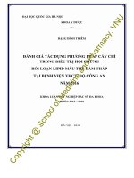 Đánh giá tác dụng phương pháp cấy chỉ trong điều trị hội chứng rối loạn lipit máu thể đàm thấp tại bệnh viện YHCT bộ công an năm 2016 