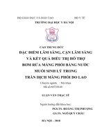 ĐẶC điểm lâm SÀNG, cận lâm SÀNG và kết QUẢ điều TRỊ hỗ TRỢ bơm rửa MÀNG PHỔI BẰNG nước MUỐI SINH lý TRONGTRÀN DỊCH MÀNG PHỔI DO LAO 