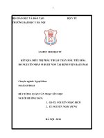 KẾT QUẢ điều TRỊ PHẪU THUẬT CHẢY máu TIêU hóa DO NGUYêN NHÂN ở RUỘT NON tại BỆNH VIỆN BẠCH MAI 