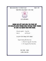 ĐÁNH GIÁ kết QUẢ hóa TRỊ PHÁC đồ có OXALIPLATIN TRONG UNG THƯ đại TRỰC TRÀNG DI căn tại BỆNH VIỆN hữu NGHỊ 