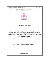 ĐÁNH GIÁ kết QUẢ hóa xạ TRỊ ĐỒNG THỜI TRIỆT căn UNG THƯ cổ tử CUNG GIAI đoạn III tại BỆNH VIỆN k 
