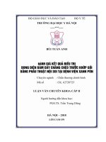 ĐÁNH GIÁ kết QUẢ điều TRỊ BONG DIỆN bám dây CHẰNG CHÉO TRƯỚC KHỚP gối BẰNG PHẪU THUẬT nội SOI tại BỆNH VIỆN XANH pôn 