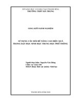 Sử dụng câu hỏi để nâng cao hiệu quả trong dạy học sinh học trung học phổ thông 