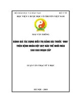 ĐÁNH GIÁ tác DỤNG điều TRỊ BẰNG bài THUỐC “ĐNH” TRÊN BỆNH NHÂN đột QUỴ não THỂ NHỒI máu SAU GIAI đoạn cấp 