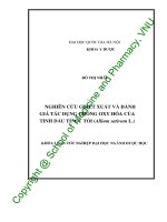 Nghiên cứu chiết xuất và đánh giá tác dụng chống oxy hóa của tinh dầu từ của tỏi 