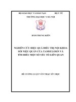 NGHIÊN cứu HIỆU QUẢ điều TRỊ nội KHOA sỏi NIỆU QUẢN của TAMSULOSIN và tìm HIỂU một số yếu tố LIêN QUAN 
