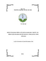 PHÂN TÍCH HOẠT ĐỘNG xây DỰNG DANH mục THUỐC tại BỆNH VIỆN đa KHOA HUYỆN hải hà  TỈNH QUẢNG NINH 