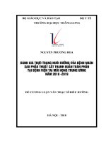 ĐÁNH GIÁ THỰC TRẠNG NUÔI DƯỠNG của BỆNH NHÂN SAU PHẪU THUẬT cắt THANH QUẢN TOÀN PHẦN tại BỆNH VIỆN TAI mũi HỌNG TRUNG ƯƠNG năm 2018  2019 