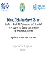 Di cư, Dịch chuyển và Sốt rét Nghiên cứu về tính dễ bị tổn thương của người di cư với sốt rét và đặc điểm dịch tễ