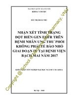 Nhận xét tình trạng đột biến gen EGFR trên bệnh nhân ung thư phổi không phải tế bào nhỏ giai đoạn TV tại bệnh viện bạch mai năm 2017 