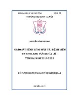 KHẢO sát BỆNH lý MI mắt tại BỆNH VIỆN đa KHOA KHU vực NGHĨA lộ   yên bái, năm 2019 2020 