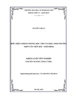 BIỂU HIỆN STRESS TRONG HỌC TẬP CỦA HỌC SINH TRƯỜNG THPT TÂY TIỀN HẢI  THÁI BÌNH