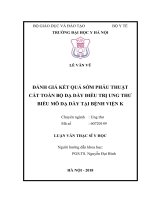 ĐÁNH GIÁ kết QUẢ sớm PHẪU THUẬT cắt TOÀN bộ dạ dày điều TRỊ UNG THƯ BIỂU mô dạ dày tại BỆNH VIỆN k 