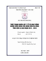 THỰC TRẠNG NHÂN lực y tế và HOẠT ĐỘNG KHÁM CHỮA BỆNH của BỆNH VIỆN đa KHOA TỈNH sơn LA GIAI đoạn 2014   2018 