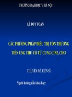 CÁC PHƯƠNG PHÁP điều TRỊ tổn THƯƠNG TIỀN UNG THƯ cổ tử CUNG CIN2, CIN3 