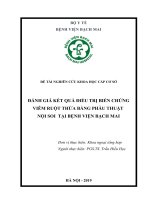 ĐÁNH GIÁ kết QUẢ điều TRỊ BIẾN CHỨNG VIêM RUỘT THỪA BẰNG PHẪU THUẬT nội SOI  tại BỆNH VIỆN BẠCH MAI 