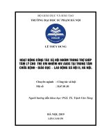 HOẠT ĐỘNG CÔNG tác xã hội NHÓM TRONG TRỢ GIÚP tâm lý CHO  TRẺ EM NHIỄM HIV AIDS tại TRUNG tâm CHỮA BỆNH   GIÁO dục – LAO ĐỘNG xã hội II, hà nội 