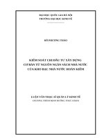 KIỂM SOÁT CHI ĐẦU TƯ XÂY DỰNG  CƠ BẢN TỪ NGUỒN NGÂN SÁCH NHÀ NƯỚC  CỦA KHO BẠC NHÀ NƯỚC HOÀN KIẾM