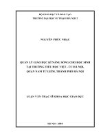 QUẢN lý GIÁO dục kĩ NĂNG SỐNG CHO học SINH tại TRưỜNG TIỂU học VIỆT   úc hà nội, QUẬN NAM từ LIÊM, THÀNH PHỐ hà nội 