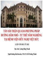 TÁN sỏi THẬN QUA DA PHƯƠNG PHÁP ĐƯỜNG hầm NHỎ   tư THẾ nằm NGHIÊNG tại BỆNH VIỆN hữu NGHỊ VIỆT đức 