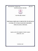 TÌNH TRẠNG THIẾU máu và một số yếu tố LIÊN QUAN của PHỤ nữ có THAI tại HUYỆN TỊNH BIÊN, TỈNH AN GIANG, năm 2016 
