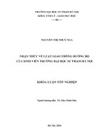 NHẬN THỨC về LUẬT GIAO THÔNG ĐƯỜNG bộ của SINH VIÊN TRƯỜNGĐẠI học sư PHẠM hà nội 