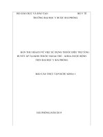 BẢN THU HOẠCH về VIỆC sử DỤNG THUỐC điều TRỊ TĂNG HUYẾT áp tại KHO THUỐC NGOẠI TRÚ – KHOA dược BỆNH VIỆN đại học y hải PHÒNG 