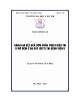 ĐáNH GIá kết QUả sớm PHẫU THUậT điều TRị u mô đệm ở dạ dày (GIST) tại BệNH VIệN k 