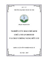 Nghiên cứu bào chế kem chứa titan dioxyd và chất chống nắng hữu cơ