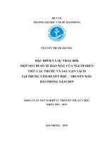 ĐẶC điểm và sự THAY đổi một số CHỈ số tế bào máu của NGƯỜI HIẾN TIỂU cầu TRƯỚC và SAU gạn TÁCH tại TRUNG tâm HUYẾT học – TRUYỀN máu hải PHÒNG năm 2019 