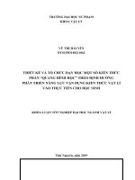 THIẾT kế và tổ CHỨC dạy học một số KIẾN THỨC PHẦN “QUANG HÌNH học” THEO ĐỊNH HƯỚNG PHÁT TRIỂN NĂNG lực vận DỤNG KIẾN THỨC vật lí vào THỰC TIỄN CHO học SINH 