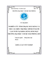 NGHIÊN CỨU TÌNH TRẠNG MẤT RĂNG VÀ NHU CẦU ĐIỀU TRỊ PHỤC HÌNH Ở NGƯỜI CAO TUỔI TẠI KHOA RĂNG HÀM MẶT TRƯỜNG ĐẠI HỌC Y DƯỢC HẢI PHÒNG 2019