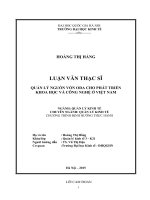 QUẢN LÝ NGUỒN VỐN ODA CHO PHÁT TRIỂN  KHOA HỌC VÀ CÔNG NGHỆ Ở VIỆT NAM