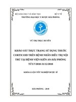 KHẢO sát THỰC TRẠNG sử DỤNGTHUỐC CORTICOID TRÊN BỆNH NHÂN điều TRỊ nội TRÚTẠI BỆNH VIỆN KIẾN AN hải PHÒNG từ172018 31122018 