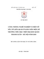 CĂNG THẲNG NGHỀ NGHIỆP và một số yếu tố LIÊN QUAN ở GIÁO VIÊN một số TRƯỜNG TIỂU học TRÊN địa bàn QUẬN THANH XUÂN   hà nội năm 2019 