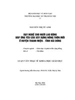 DẠY NGHỀ CHO NGƯỜI LAO ĐỘNG đáp ỨNG yêu cầu xây DỰNG NÔNG THÔN mới ở HUYỆN THANH MIỆN   TỈNH hải DƯƠNG 
