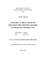 GIÁO dục ý THỨC THẨM mỹ CHO SINH VIÊN TRƯỜNG đại học sư PHẠM hà nội HIỆN NAY 