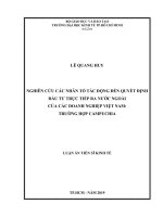 Nghiên cứu các nhân tố tác động đến quyết định đầu tư trực tiếp ra nước ngoài của các doanh nghiệp Việt Nam - Trường hợp Campuchia