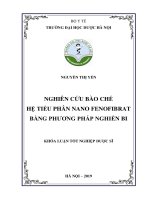 NGHIÊN CỨU BÀO CHẾ HỆ TIỂU PHÂN NANO FENOFIBRAT BẰNG PHƯƠNG PHÁP NGHIỀN BI