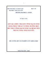 KẾT QUẢ điều TRỊ GIÃN TĨNH MẠCH TINH BẰNG PHẪU THUẬT VI PHẪU ĐƯỜNG bẹn bìu THẮT TĨNH MẠCH TINH tại BỆNH VIỆN TRUNG ƯƠNG THÁI NGUYÊN 