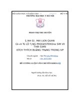 ĐÁNH GIÁ mối LIÊN QUAN GIỮA tỷ lệ TĂNG PROGESTERONE sớm với THỜI GIAN KÍCH THÍCH BUỒNG TRỨNG TRONG IVF 