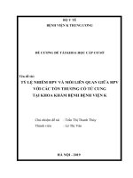 TỶ lệ NHIỄM HPV và mối LIÊN QUAN GIỮA HPV với các tổn THƯƠNG cổ tử CUNG tại KHOA KHÁM BỆNH BỆNH VIỆN k 