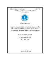 THỰC TRẠNG KIẾN THỨC và THÁI độ của SINH VIÊN điều DƯỠNG TRƯỜNG đại học y dược hải PHÒNG về CHĂM sóc sức KHỎE NGƯỜI CAO TUỔI năm 2019 