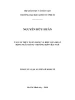 Tái cấu trúc ngân hàng và hiệu quả hoạt động ngân hàng  trường hợp việt nam nơi nghiên cứu đại học kinh tế TPHCM tt 