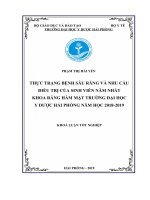 THỰC TRẠNG BỆNH sâu RĂNG và NHU cầu điều TRỊ của SINH VIÊN năm NHẤT KHOA RĂNG hàm mặt TRƯỜNG đại học y dược hải PHÒNG năm học 2018 2019 