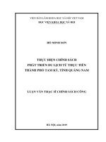 (Luận văn thạc sĩ) Thực hiện chính sách phát triển du lịch từ thực tiễn thành phố Tam Kỳ, tỉnh Quảng Nam