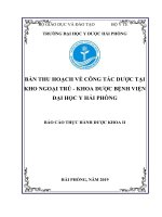 BẢN THU HOẠCH về CÔNG tác dược tại KHO NGOẠI TRÚ  KHOA dược BỆNH VIỆN đại học y hải PHÒNG 
