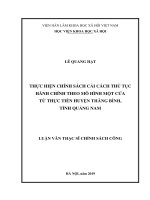 (Luận văn thạc sĩ) Thực hiện chính sách cải cách thủ tục hành chính theo mô hình một cửa từ thực tiễn huyện Thăng Bình, tỉnh Quảng Nam
